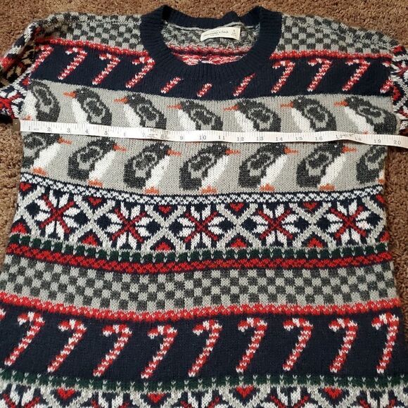 Abercrombie&Fitch Penguin Candy Cane Wool Blend Holiday Sweater Size Medium - Picture 11 of 13